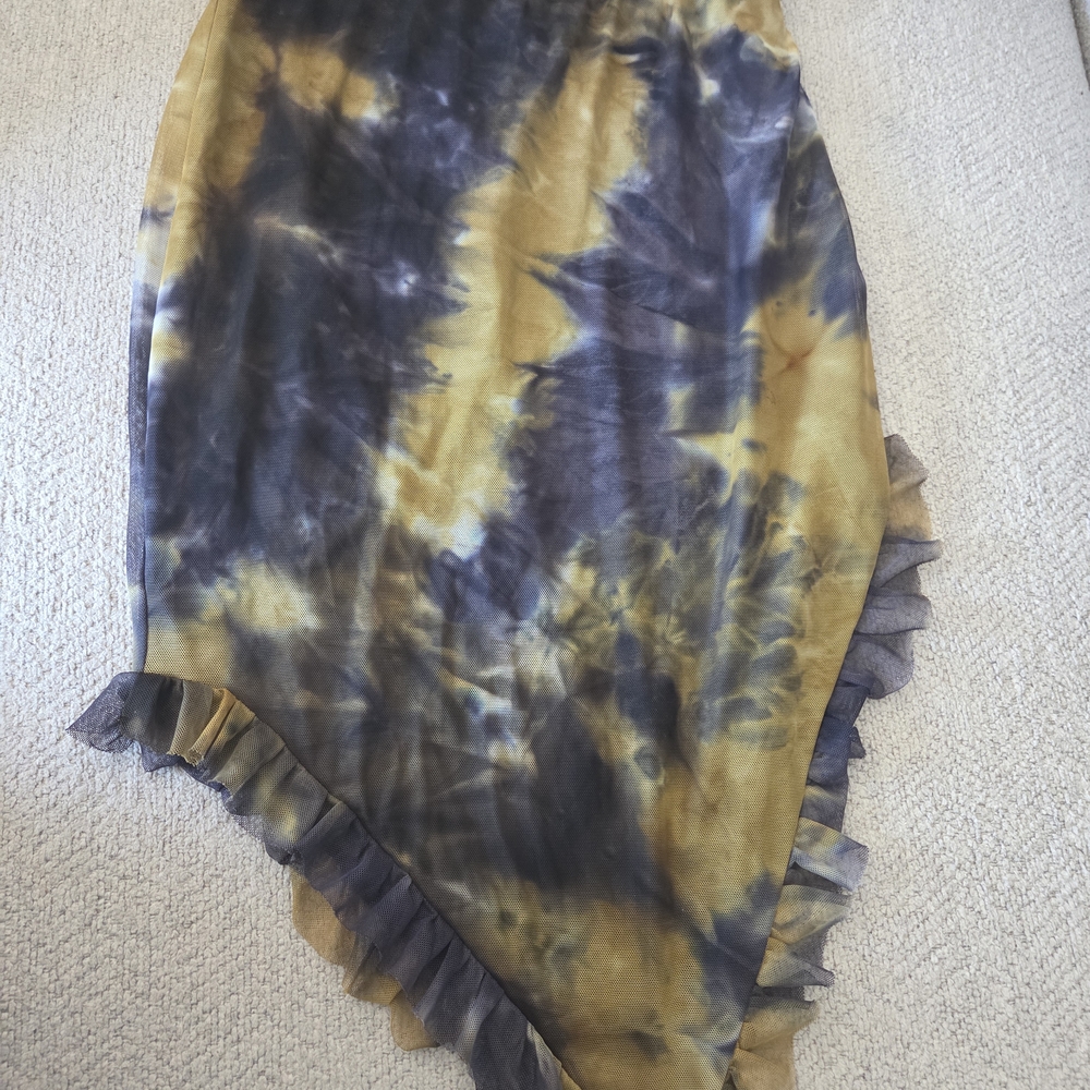 Mi Ami Tie-Dye Mesh Handkerchief Skirt – Ruffle Hem – Size Large